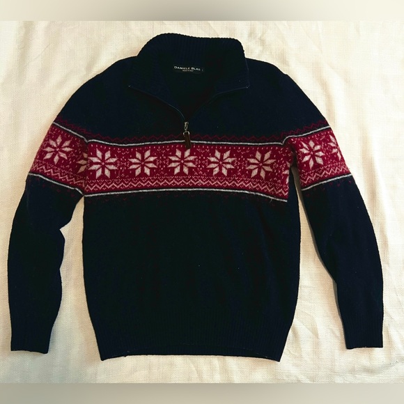 Daniele Blasi Other - Daniele Blasi Men’s Navy and Red Wool Quarter Zip Sweater Size L